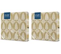 PAW - Serviettes 3 plis (33 x 33 cm) | 20 pièces | Serviettes en papier colorées, parfaites pour la table | Noël, hiver | Motifs sapins de Noël (Lot de 2)