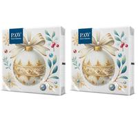 PAW - Serviettes 3 plis (33 x 33 cm) | 20 pièces | Serviettes en Papier Colorées Parfaites pour La Table |Noël, hiver, boules de Noël | Décoration classique (Lot de 2)
