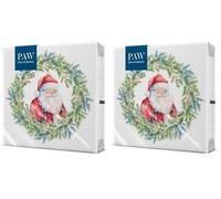 PAW - Serviettes 3 plis (33 x 33 cm) | 20 pièces | Serviettes en Papier Colorées Parfaites pour La Table | Noël, hiver | Joyeux cercle du Père Noël (Lot de 2)