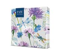 PAW Serviettes 33 x 33 cm, 20 pièces - Fleur Avec Libellule | Trois plis, absorbantes et résistantes, déco pour anniversaire, mariage et goûter, apporte de la couleur à la table