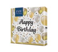 PAW - Serviettes d'anniversaire (33 x 33 cm) I 20 pièces I fêtes, anniversaires, célébrations I serviettes en papier avec motif ballon I ballons joyeux anniversaire