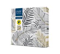 PAW Serviettes de Table Papier - 3 Plis (33 x 33 cm) | Lot de 20 | Idéales pour les Mariages, les Fêtes de Baptême, les Fêtes Patronales | Couleur: Exotic Leaves Stripe