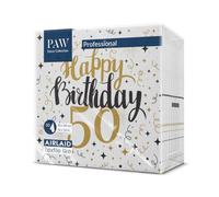 PAW Serviettes Effet Tissu 40 x 40 cm, 50 pièces - Anniversaire Or 50 | Le papier Airlaid est résistant et absorbant, déco festive pour jubilé et grand jour, sublime la table de la fête