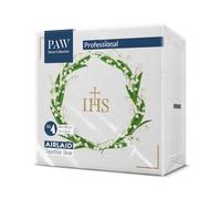 PAW Serviettes Effet Tissu 40 x 40 cm, 50 pièces - Fleurs Blanches | Le papier Airlaid est résistant et absorbant, déco de fête pour confirmation et baptême, cadre élégant pour le grand jour