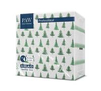 PAW Serviettes Effet Tissu 40 x 40 cm, 50 pièces - Forêt De Conifères | Le papier Airlaid est résistant et absorbant, déco raffinée pour Noël et les fêtes, ambiance festive