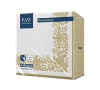 PAW Serviettes Effet Tissu 40 x 40 cm, 50 pièces - Ornement Doré | Le papier Airlaid est résistant et absorbant, pour mariage, communion, baptême et anniversaire, aussi pour l'HoReCa