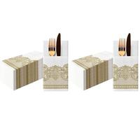 PAW Serviettes en Papier Airlaid. 40 x 40cm. Pliable 1/8-25 pièces HoReCa. décoration de table. Ornements, or - texture du tissu La décoration de table parfaite pour les grandes occasions.