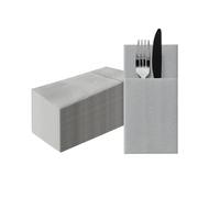 PAW Serviettes en Papier Airlaid. 40 x 40cm. Pliable 1/8 -25 pièces HoReCa. Décoration de Table. Uni, Argent - La texture du tissu, une grande décoration pour toute table.