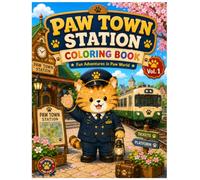 Paw World Station Coloring Book: A Cozy Railway Adventure with Cute Cat Friends