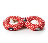 Pawaboo 2-en-1 Tunnels pour Chat, Tubes pour Chat à Double Jonction avec 2 Coussins Centraux en Peluche, Cachette Pliable pour Chats Jouets d'intérieur avec Boules de Peluche, Bonhomme de Neige Rouge