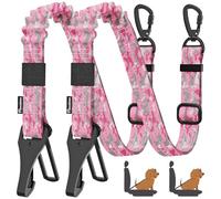 Pawaboo 2Pack Ceinture de Sécurité pour Chien, Ceinture de Sécurité, Attache Antichoc pour Chien avec Boucle et Crochet, Laisse Harnais pour Chiens avec Boucle Verrouillable à 360°, Camouflage Rose