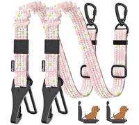 Pawaboo 2Pack Ceinture de Sécurité pour Chien, Ceinture de Sécurité pour Chien, Attache pour Chiens avec Boucle et Crochet, Laisse Harnais pour Chiens avec Boucle Verrouillable à 360°, Rose Clair