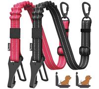 Pawaboo 2Pack Ceinture de Sécurité pour Chien, Ceinture de Sécurité pour Chiens, Attache Antichoc pour Chien avec Boucle et Crochet, Laisse Harnais pour Chiens avec Boucle Verrouillable à 360°, Rouge