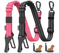 Pawaboo 2Pack Ceinture de Sécurité pour Chien, Ceinture de Sécurité pour Chiens, Attache Antichoc pour Chien avec Boucle et Crochet, Laisse Harnais pour Chiens avec Boucle Verrouillable à 360°, Rose