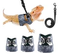 Pawaboo 3 Pack Harnais de Dragon Bardu Laisse Réglable de Lézard, Harnais de Reptile, avec Ailes de Chauve-Souris, Harnaiss pour Petits Animaux Amphibiens Lézards Reptiles,S&M&L, Bleu Poussière