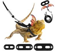 Pawaboo 3 Pack Harnais de Dragon Bardu Laisse Réglable pour Lézard, Reptile en Cuir Avec Ailes de Chauve-Souris, pour Petits Animaux Amphibiens Reptiles, S&M&L, Jaune Dégradé