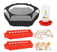 Pawaboo 5-in-1 Couveuse pour Poussins, Kit de Démarrage, Cage pour Animaux de Compagnie, Perchoir pour Poussins, Mangeoire pour Poussinss, Abreuvoir pour Poussin, Fournitures pour Bébés Poussin, Noir