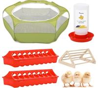 Pawaboo 5-in-1 Couveuse pour Poussins, Kit de Démarrage, Cage pour Animaux de Compagnie, Perchoir pour Poussins, Mangeoire pour Poussins, Abreuvoir pour Poussins, Fournitures pour Bébés Poussins