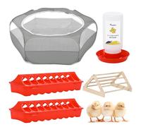 Pawaboo 5-in-1 Couveuse pour Poussins, Kit de Démarrage, Cage pour Animaux de Compagnie, Perchoir pour Poussins, Mangeoire pour Poussinss, Abreuvoir pour Poussin, Fournitures pour Bébés Poussin, Gris