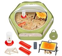 Pawaboo Boîte D'incubation pour Poussins, Kit De Démarrage, Comprend Une Tente pour Cage, Une Plaque Chauffante pour Incubateur, Un Perchoir pour Poussins, Une Mangeoire, Un Abreuvoir pour Poussin