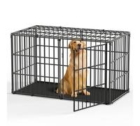 Pawaboo Cage pour Chien, Caisse pour Chien avec Tapis Imperméable, Parc en Métal épais, Anti-morsures, avec Couvercle Sécurisé, Intérieur/Extérieur, 143,5 x 70 x 80 cm, Noir