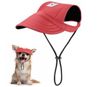 Pawaboo Casquette de Baseball pour Chien, Casquette de Baseball avec Protection Solaire pour Animaux de Compagnie, Visière Réglable, Bonnet de Soleil avec Trous d'oreilles, S, Rouge