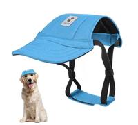 Pawaboo Casquette de Baseball pour Chien, Chapeau de Soleil Réglable pour Chien, Chapeau de Baseball pour Sport en Plein Air pour Les Petits Moyens Chiens, Trous d'oreilles élastiques, XL, Bleu