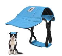 Pawaboo Casquette de Baseball pour Chien, Chapeau de Soleil Réglable pour Chien, Chapeau de Baseball pour Sport en Plein Air pour Les Petits Moyens Chiens, Trous d'oreilles élastiques, L, Bleu