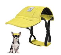 Pawaboo Casquette de Baseball pour Chien, Chapeaux pour Chiens avec Fermeture Auto-Agrippante Réglable + Trous d'oreilles, Chapeau pour Chiens de Petite, Moyenne et Grande Taille, S, Jaune