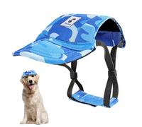 Pawaboo Casquette de Baseball pour Chien, Chapeaux pour Chiens avec Fermeture Auto-Agrippante Réglable + Trous d'oreilles, Chapeau pour Chiens de Petite, Moyenne et Grande Taille, XL, Camouflage Bleu