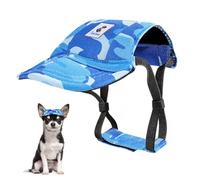Pawaboo Casquette de Baseball pour Chien, Chapeaux pour Chiens avec Fermeture Auto-Agrippante Réglable + Trous d'oreilles, Chapeau pour Chiens de Petite, Moyenne et Grande Taille, S, Camouflage Bleu