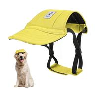Pawaboo Casquette de Baseball pour Chien, Chapeaux pour Chiens avec Fermeture Auto-Agrippante Réglable + Trous d'oreilles, Chapeau pour Chiens de Petite, Moyenne et Grande Taille, XL, Jaune