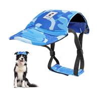 Pawaboo Casquette de Baseball pour Chien, Chapeaux pour Chiens avec Fermeture Auto-Agrippante Réglable + Trous d'oreilles, Chapeau pour Chiens de Petite, Moyenne et Grande Taille, L, Camouflage Bleu