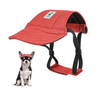 Pawaboo Casquette de Baseball pour Chien, Chapeaux pour Chiens avec Fermeture Auto-Agrippante Réglable + Trous d'oreilles, Chapeau de Soleil pour Chiens de Petite, Moyenne et Grande Taille, S, Rouge