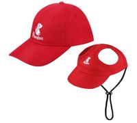 Pawaboo Casquette de Baseball pour Chien, [Parent et Enfant] Ensemble de Chapeau Réglable avec 2 Trous d'oreille et Courroie de Menton pour Chien de Taille Extra Large, XL, Rouge