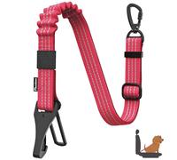 Pawaboo Ceinture de Sécurité pour Chien, Ceinture de Sécurité pour Chien, Attache Antichoc pour Chiens avec Boucle et Crochet, Laisse Harnais avec Boucle Verrouillable à 360°, Rouge