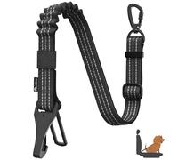 Pawaboo Ceinture de Sécurité pour Chien, Ceinture de Sécurité pour Chien, Attache Antichoc pour Chiens avec Boucle et Crochet, Laisse Harnais avec Boucle Verrouillable à 360°, Noir