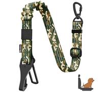 Pawaboo Ceinture de Sécurité pour Chien, Ceinture de Sécurité pour Chien, Attache Antichoc pour Chiens avec Boucle et Crochet, Laisse Harnais avec Boucle Verrouillable à 360°, Camouflage Vert Armée