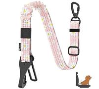 Pawaboo Ceinture de Sécurité pour Chien, Ceinture de Sécurité pour Chien, Attache Antichoc pour Chiens avec Boucle et Crochet, Laisse Harnais avec Boucle Verrouillable à 360°, Rose Clair