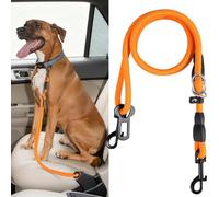 Pawaboo Ceinture de Sécurité pour Chien, Harnais de Sécurité pour Chien en Voiture avec Boucle en Métal, Ceinture de Sécurités Ajustable à 360° avec Bandes Réfléchissantes, Appui-tête, Orange