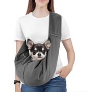 Pawaboo Écharpe de Portage pour Petit Chien, Écharpe de Portage Réversible Mains Libres pour Petits Chiens et Chats, Écharpes de Portages pour Chiot avec Harnais de Sécurité, Gris Foncé