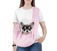 Pawaboo Écharpe Porte-Bébé pour Petit Chien, Porte-Animaux sans Mains pour Petits Chiens et Chats, Écharpe Réversible pour Chiot avec Harnais de Sécurité, Marguerite Rose