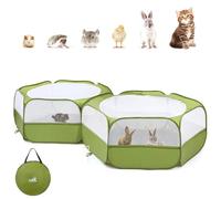 Pawaboo Extra Large Parc pour Petits Animaux 2 en 1, 2 Cages Détachables avec Fermeture éclair, Clôture Portable pour Cour Extérieure avec 3 Tiges en Métal pour Poussin/Chaton/Chiot/Cochon d'Inde