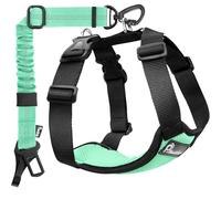 Pawaboo Harnais de Sécurité pour Chien en Voiture, Ceinture de Sécurité avec Double Attache, Gilet Respirant Ajustable et Laisse Chien avec Élastique pour Petit Moyen Grand Animal, XL, Bleu + Noir