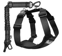 Pawaboo Harnais de Sécurité pour Chien en Voiture, Ceinture de Sécurité avec Double Attache, Gilet Respirant Ajustable et Laisse Chien avec Élastique pour Petit Moyen Grand Animal, XL, Noir