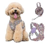 Pawaboo Harnais et Laisse pour Petit Chien, Harnais pour Chiot en X sans Tirage sans Étranglement, Harnaiss Gilet Réglable pour Chiens de Petite et Moyenne Taille, M, Léopard Rose