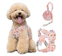 Pawaboo Harnais pour Chiens avec Laisse, Harnais Sécurisé Anti-Traction en Forme de X, Veste pour Chiens de Petite & Moyenne Taille, Ceinture de Sécurité d'animaux Réglable, M, Fleurs Roses