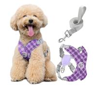 Pawaboo Harnais pour Chiens avec Laisse, Harnais Sécurisé Anti-Traction en Forme de X, Veste pour Chiens de Petite & Moyenne Taille, Ceinture de Sécurité d'animaux Réglable, M, Violet Plaid