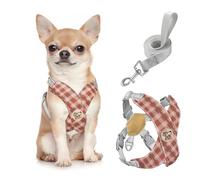 Pawaboo Harnais pour Chiens avec Laisse, Harnais Sécurisé Anti-Traction en Forme de X, Veste pour Chiens de Petite & Moyenne Taille, Ceinture de Sécurité d'animaux Réglable, S, Kaki Plaid