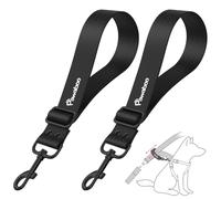 Pawaboo Harnais Voiture pour Chiens, Laisse Chien pour Voiture en Nylon+PVC, Ceinture de Sécurité de Voiture pour Animaux Réglable, Laisses pour Animal avec Crochet, 20 Pouces, 2 Paquets, Noir